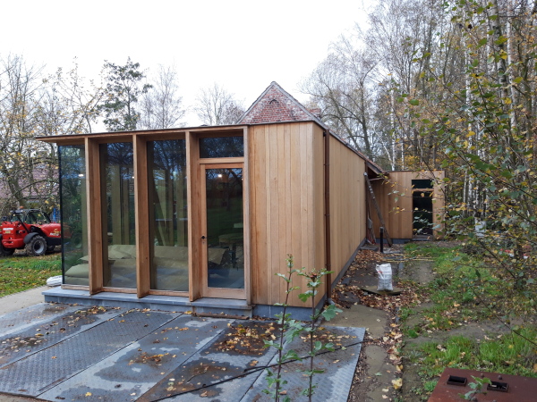 CLT-constructie tijdens de montage